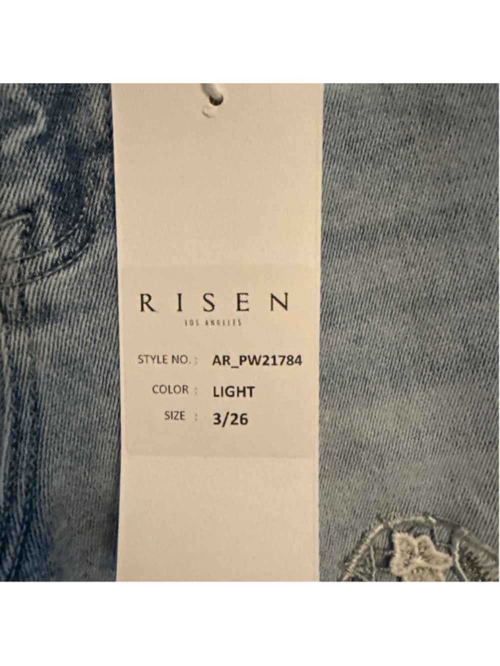 Risen Wide Leg Jeans Size 26 Blue Grey Floral Lace Detail - Picture 5 of 6
